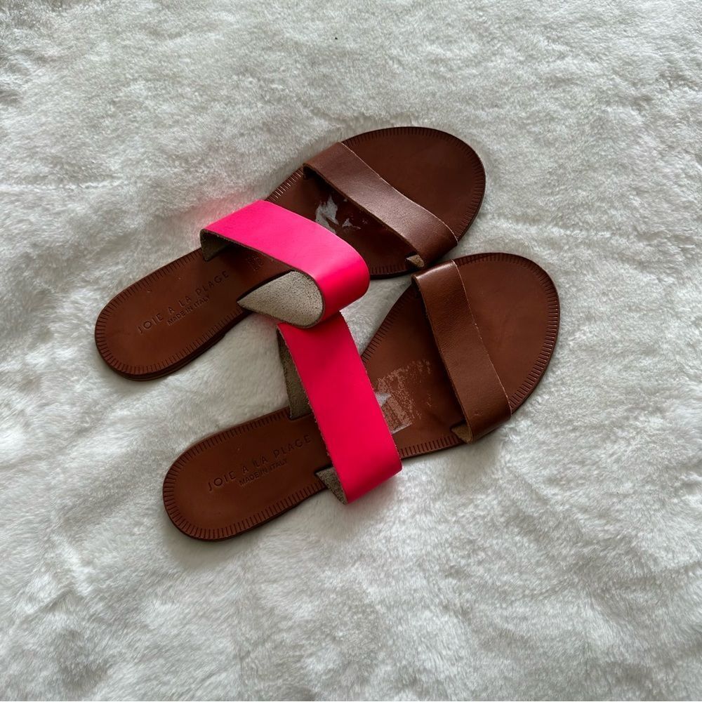 Joie A La Plage Sable Leather Slip On Sandals Pink Size 38.5